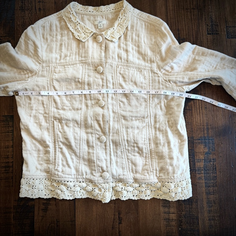 Dreamy Boho J. Jill Cream Lace-Trim Jacket | Size S - Picture 4 of 5